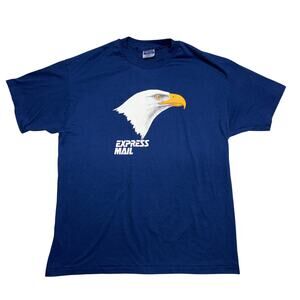 Vintage USPS Post Office Shirt XL Blue Express Mail Eagle Single Stitch Made USA